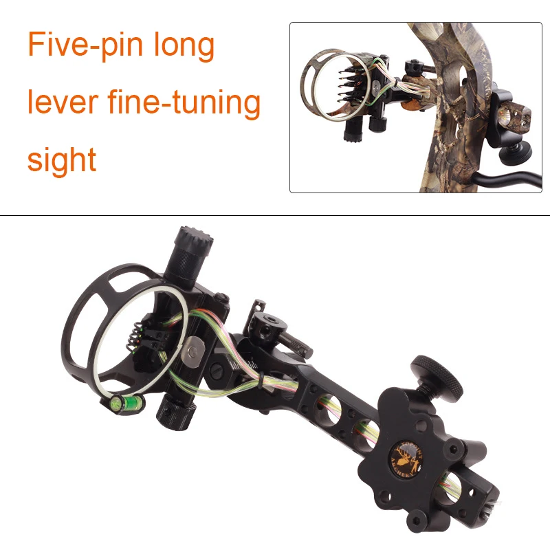 Compound Bow Sight 5 Pin Fiber Optic - Topoint tiro com arco 5 pinos