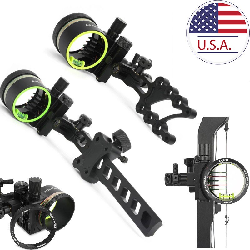 Compound Bow Sight 5 Pin Fiber Optic - Mira de Arco Composto Ajustável de
