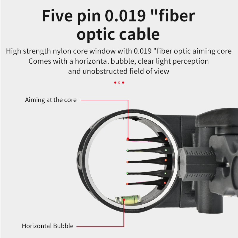 Compound Bow Sight 5 Pin Fiber Optic - Arco composto de tiro com arco