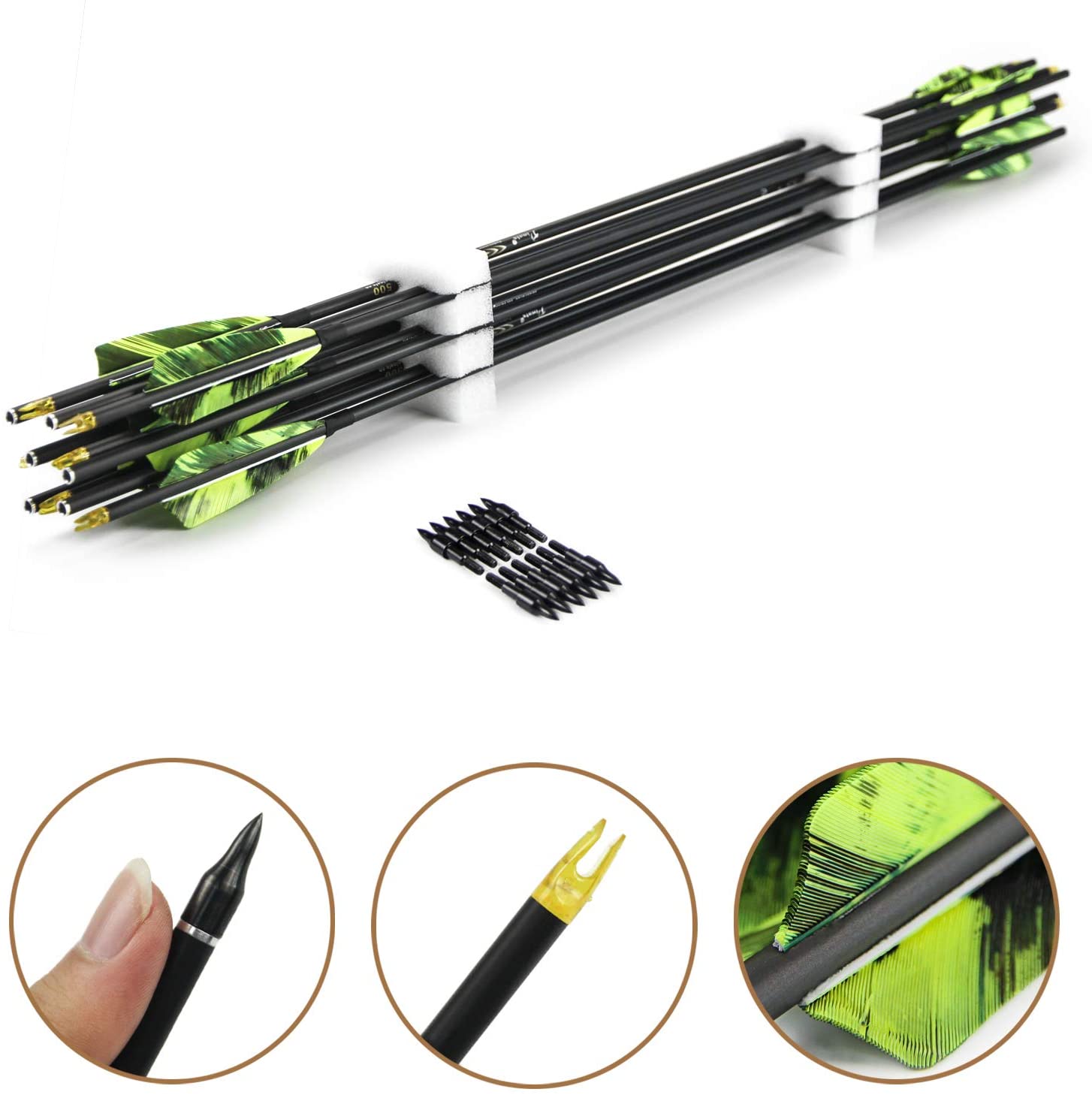 Carbon Arrows 30 Inch Spine 400 500 - Arco recurvo de carbono para flechas