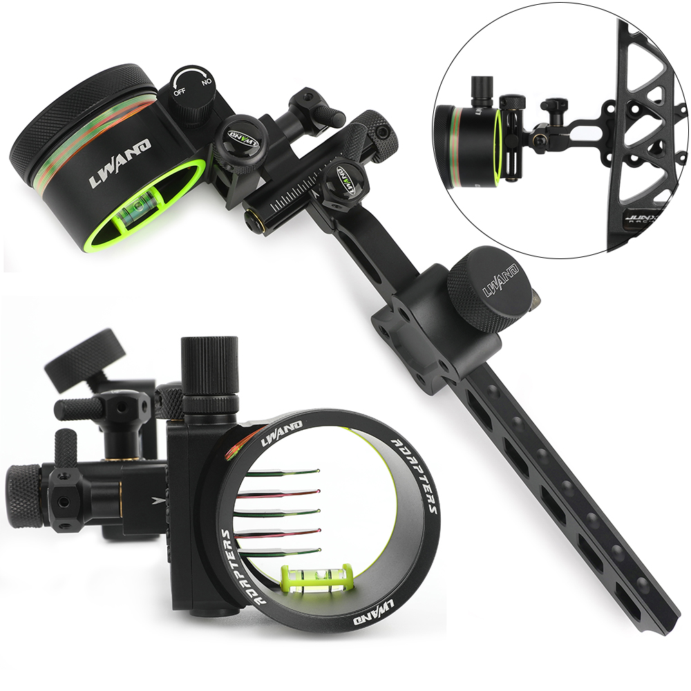 Compound Bow Sight 5 Pin Fiber Optic - Tiro com arco 5 pinos curto/longo