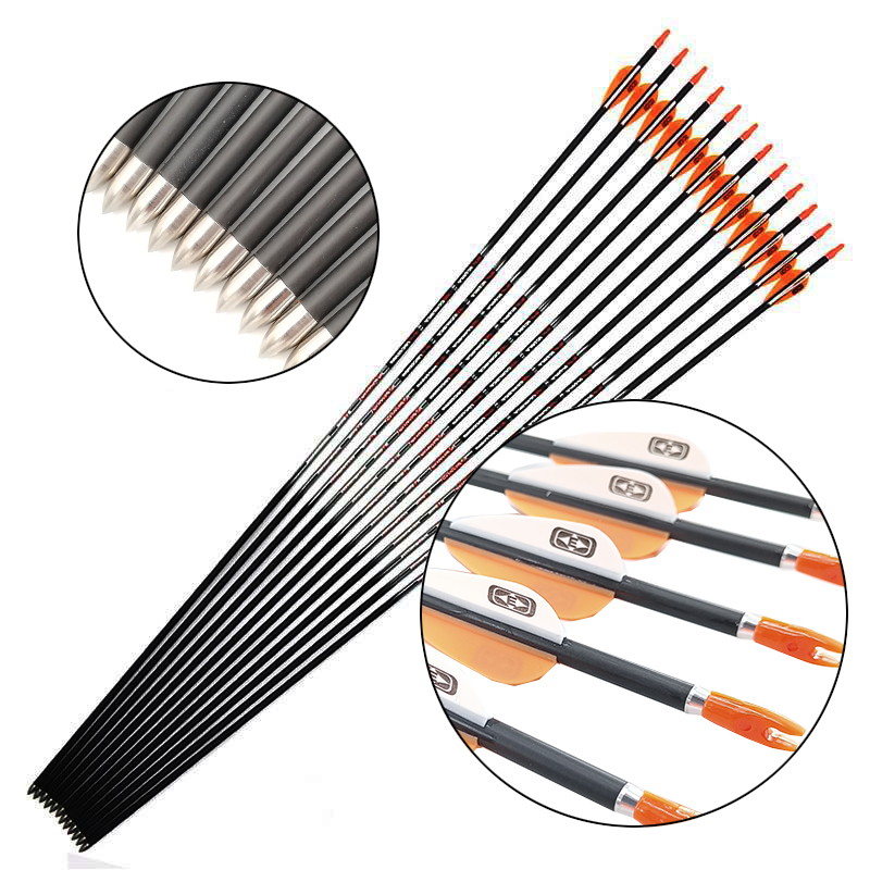 Carbon Arrows 30 Inch Spine 400 500 - Seta de carbono puro 30 Polegada