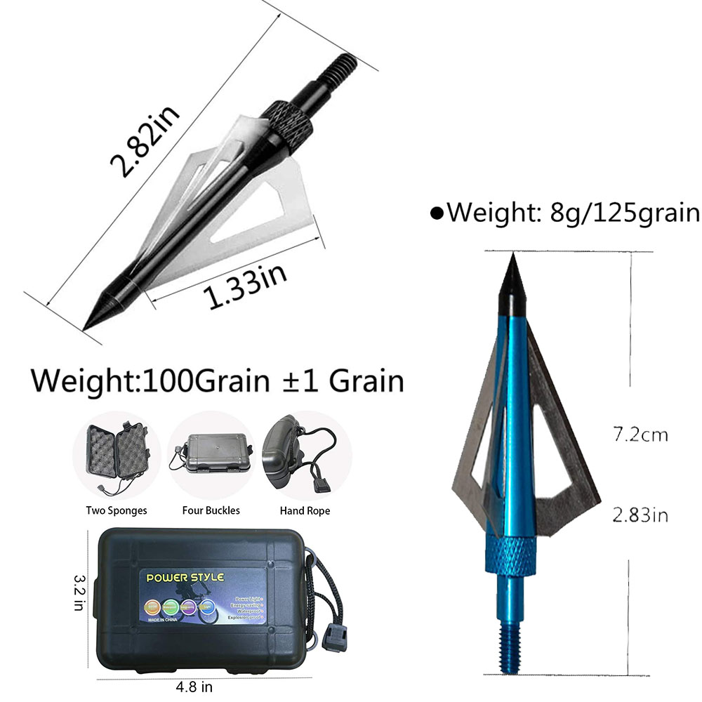 12pçs pontas de flecha de tiro - Broadheads 100 Grain 3 Blade Hunting avaliação e preço