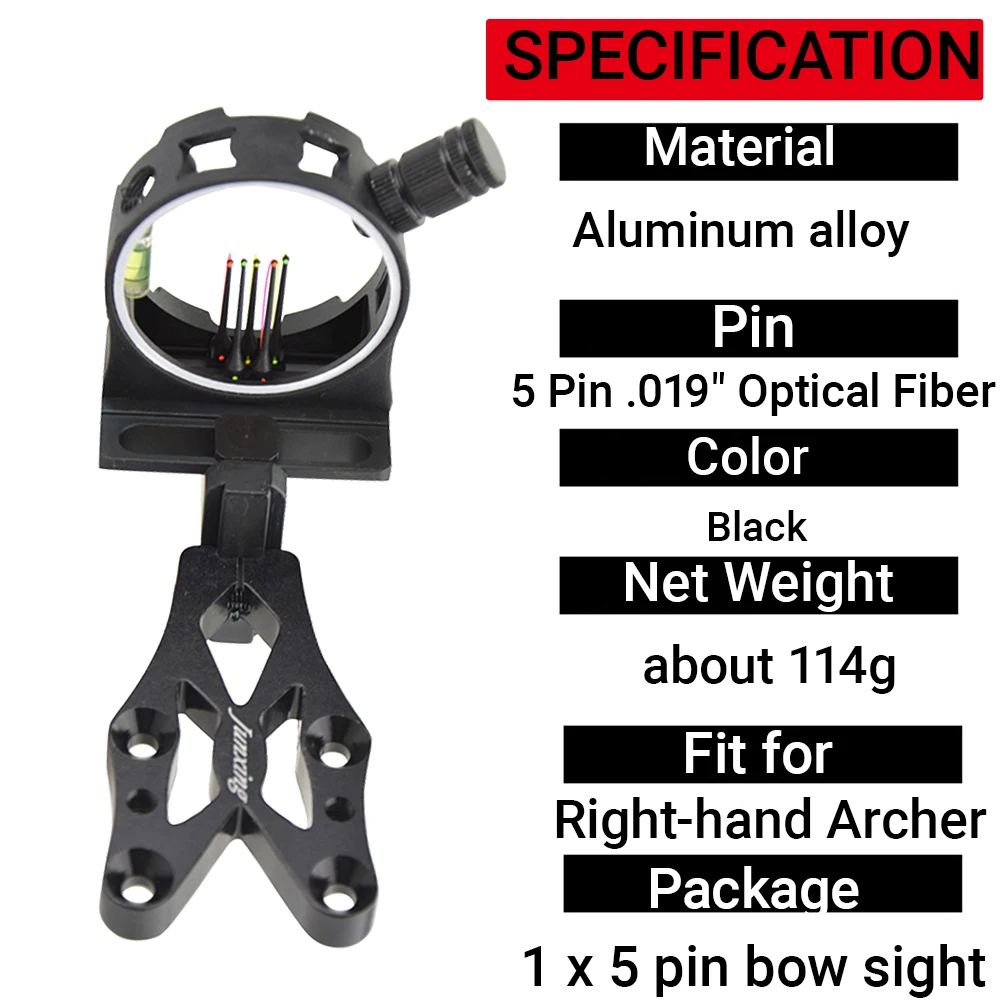 Mira de Arco Composto de 5 Pin - Compound Bow Sight 5 Pin Fiber Optic avaliação e preço