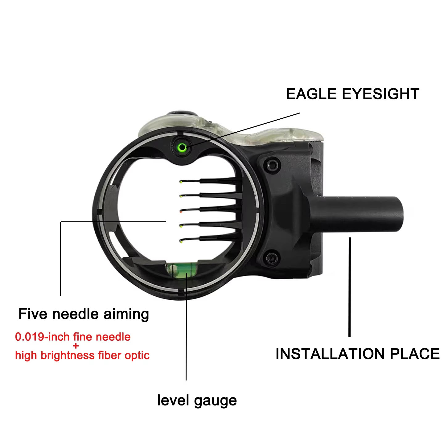 1PC IQ Mira de Arco Composto d - Compound Bow Sight 5 Pin Fiber Optic avaliação e preço