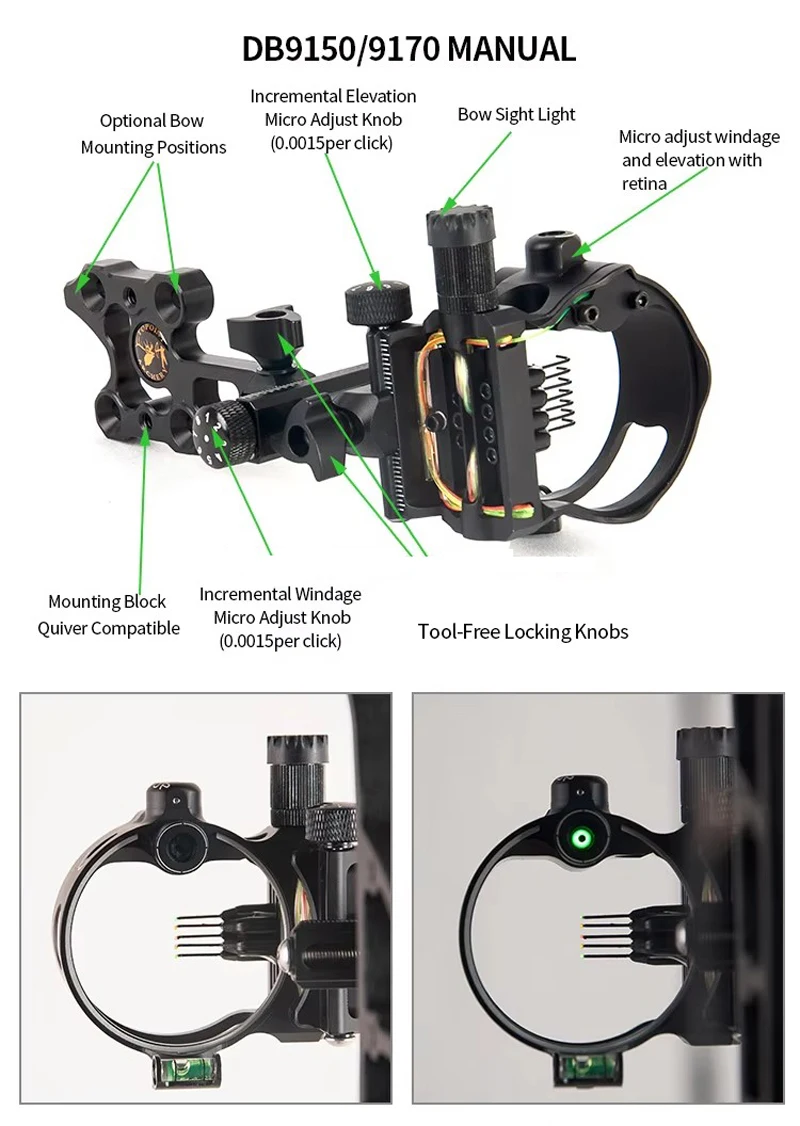 Ferramenta de Microajuste de F - Compound Bow Sight 5 Pin Fiber Optic avaliação e preço
