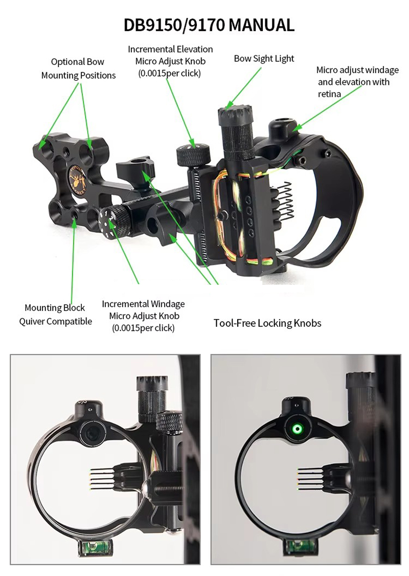 Tiro com arco 5 pinos mira 0.0 - Compound Bow Sight 5 Pin Fiber Optic avaliação e preço