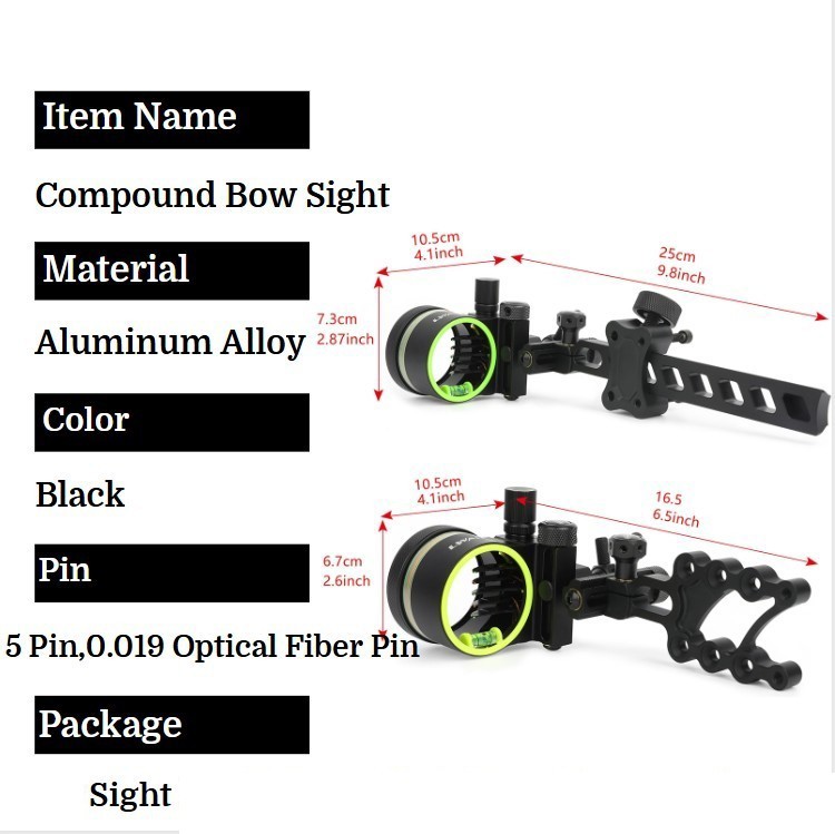 Mira de Arco Composto Ajustáve - Compound Bow Sight 5 Pin Fiber Optic avaliação e preço