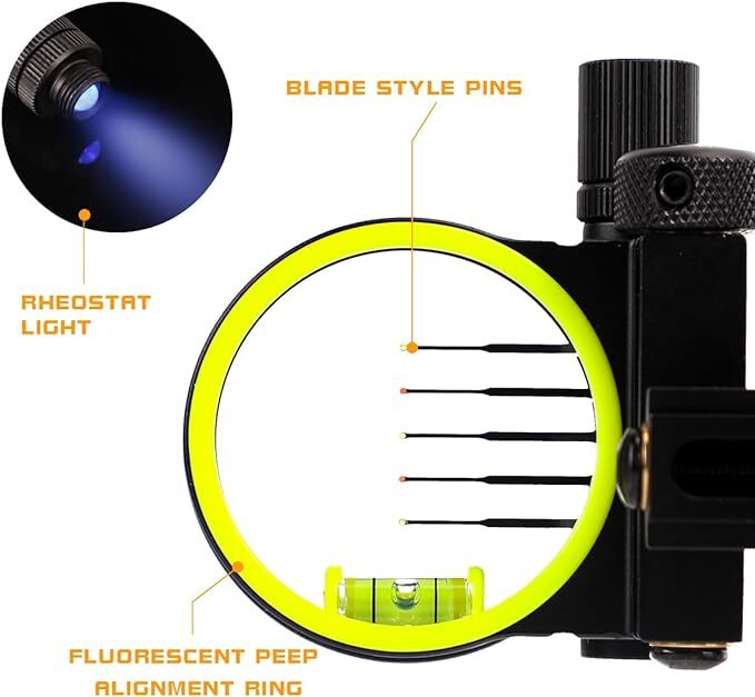 Mira de Arco Composto Ajustáve - Compound Bow Sight 5 Pin Fiber Optic avaliação e preço