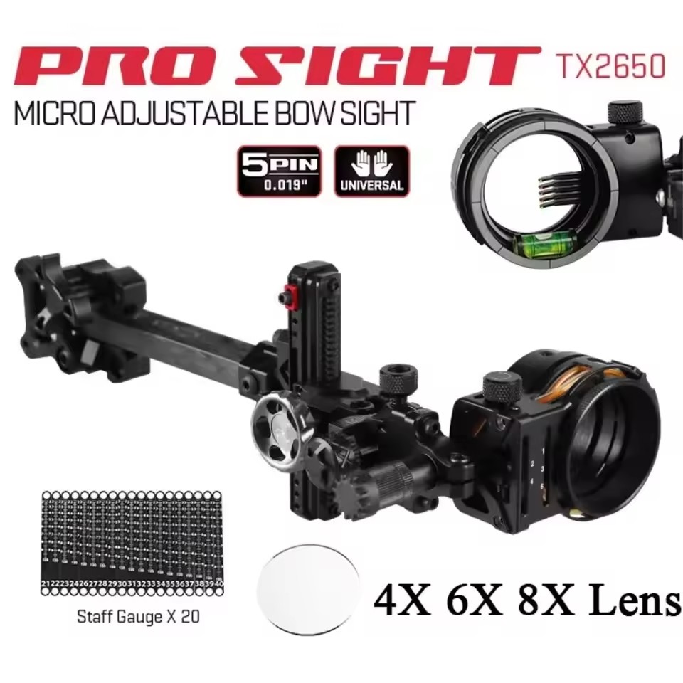 Tiro com arco composto vista 4 - Compound Bow Sight 5 Pin Fiber Optic avaliação e preço