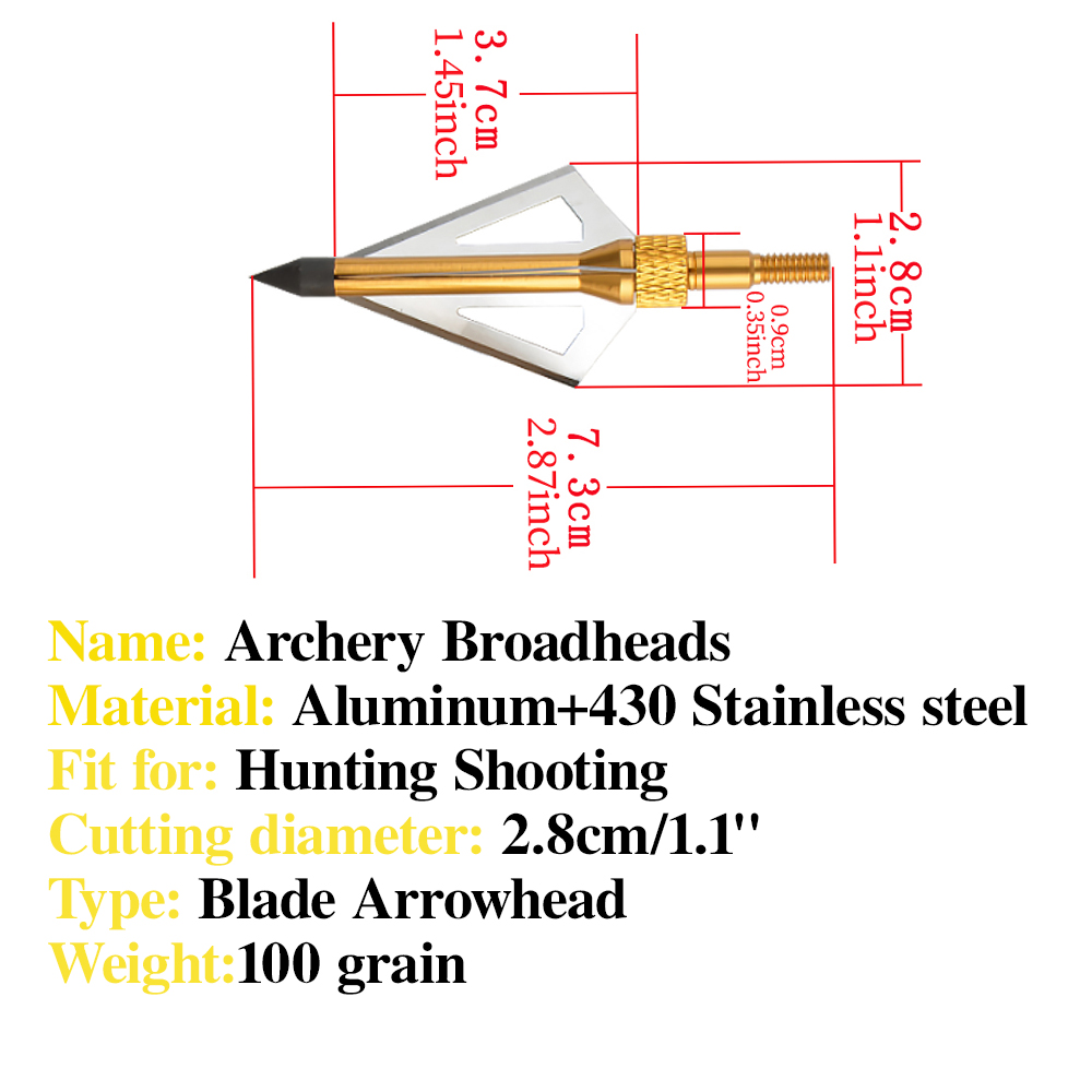 12pçs ponta de flecha de tiro  - Broadheads 100 Grain 3 Blade Hunting avaliação e preço
