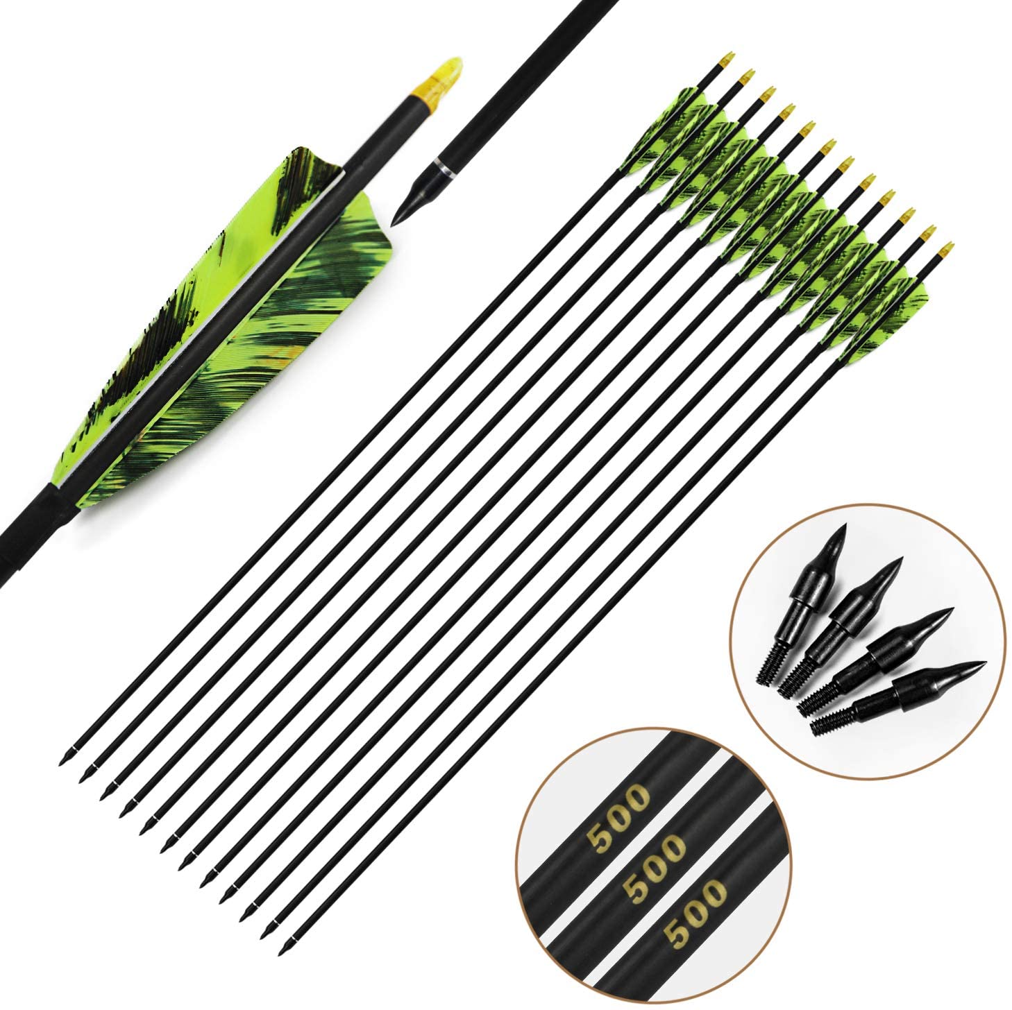Arco recurvo de carbono para f - Carbon Arrows 30 Inch Spine 400 500 avaliação e preço
