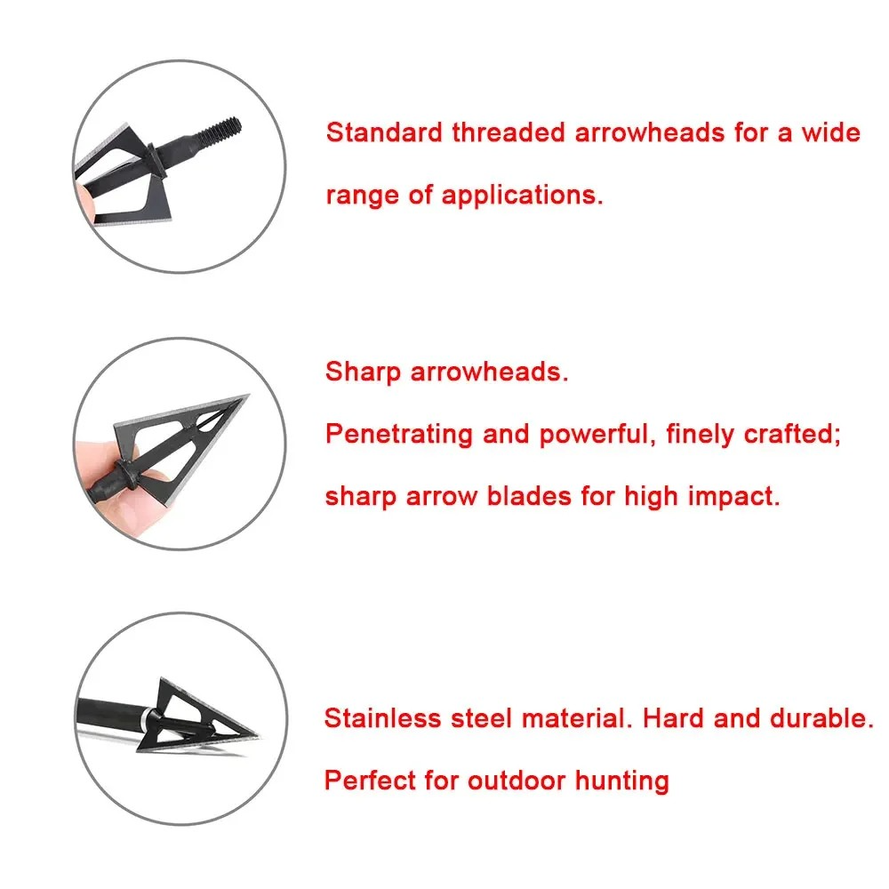 Pontas de Caça Broadhead 12 Pe - Broadheads 100 Grain 3 Blade Hunting avaliação e preço