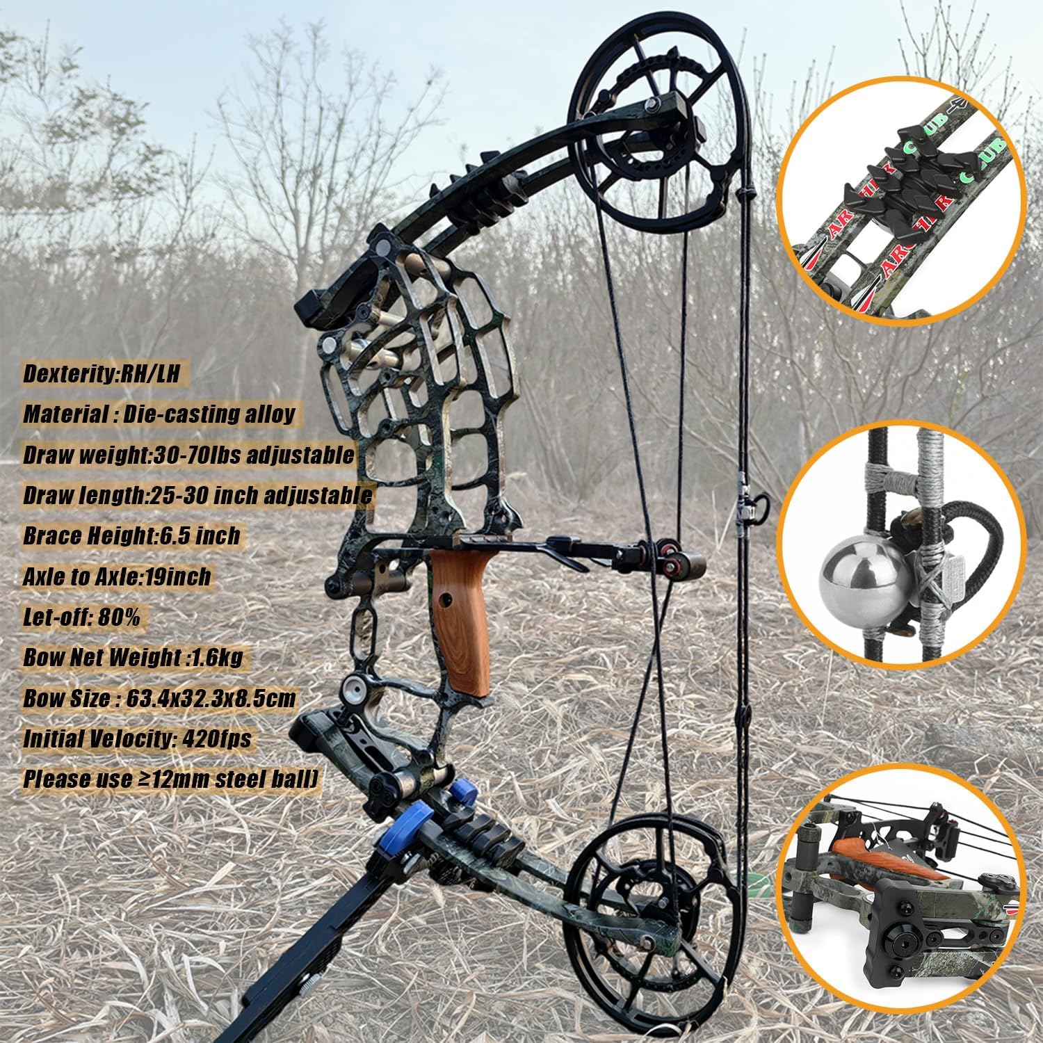 Conjunto de arco composto de d - Compound Bow Hunting 30-70 Lbs avaliação e preço
