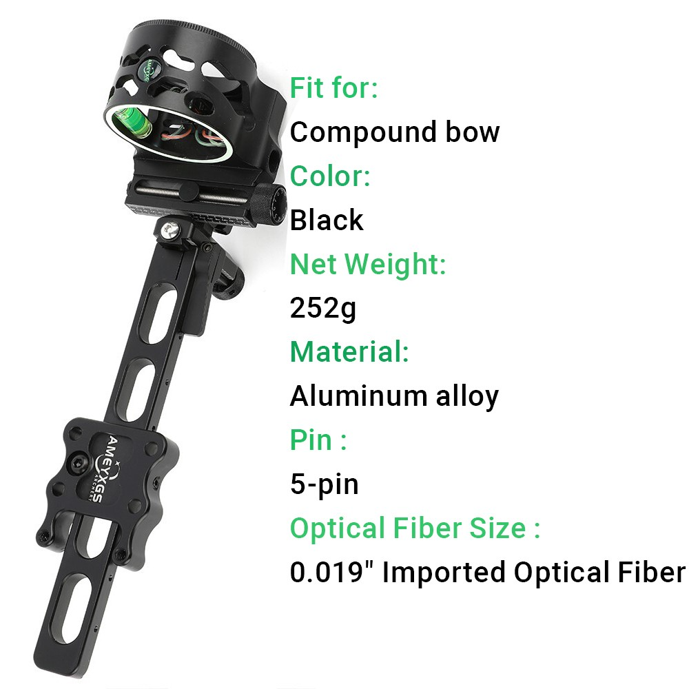 Mira de Arco Composto de 5 Pin - Compound Bow Sight 5 Pin Fiber Optic avaliação e preço