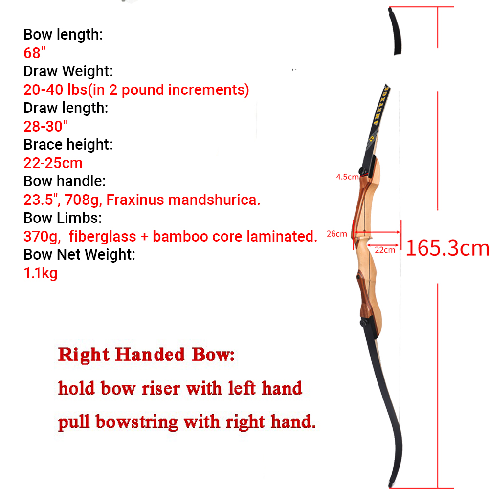 20-40lbs arco recurvo 68 Poleg - Recurve Bow Takedown 40 Lbs Target avaliação e preço