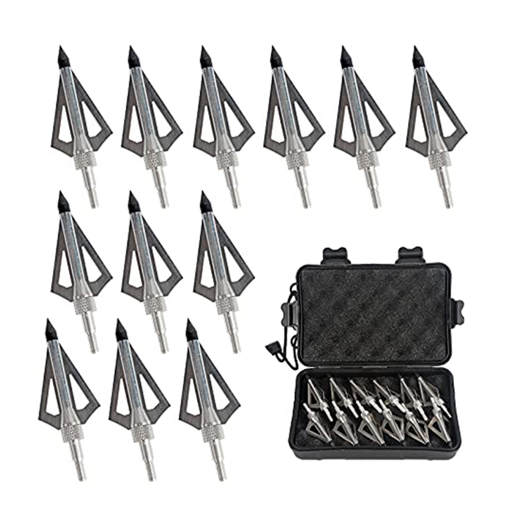 12 Pontas de Caça de Metal par - Broadheads 100 Grain 3 Blade Hunting avaliação e preço
