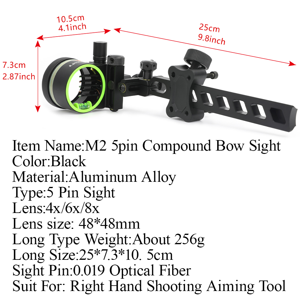 ‌ 4x 6x 8x lente arco composto - Compound Bow Sight 5 Pin Fiber Optic avaliação e preço