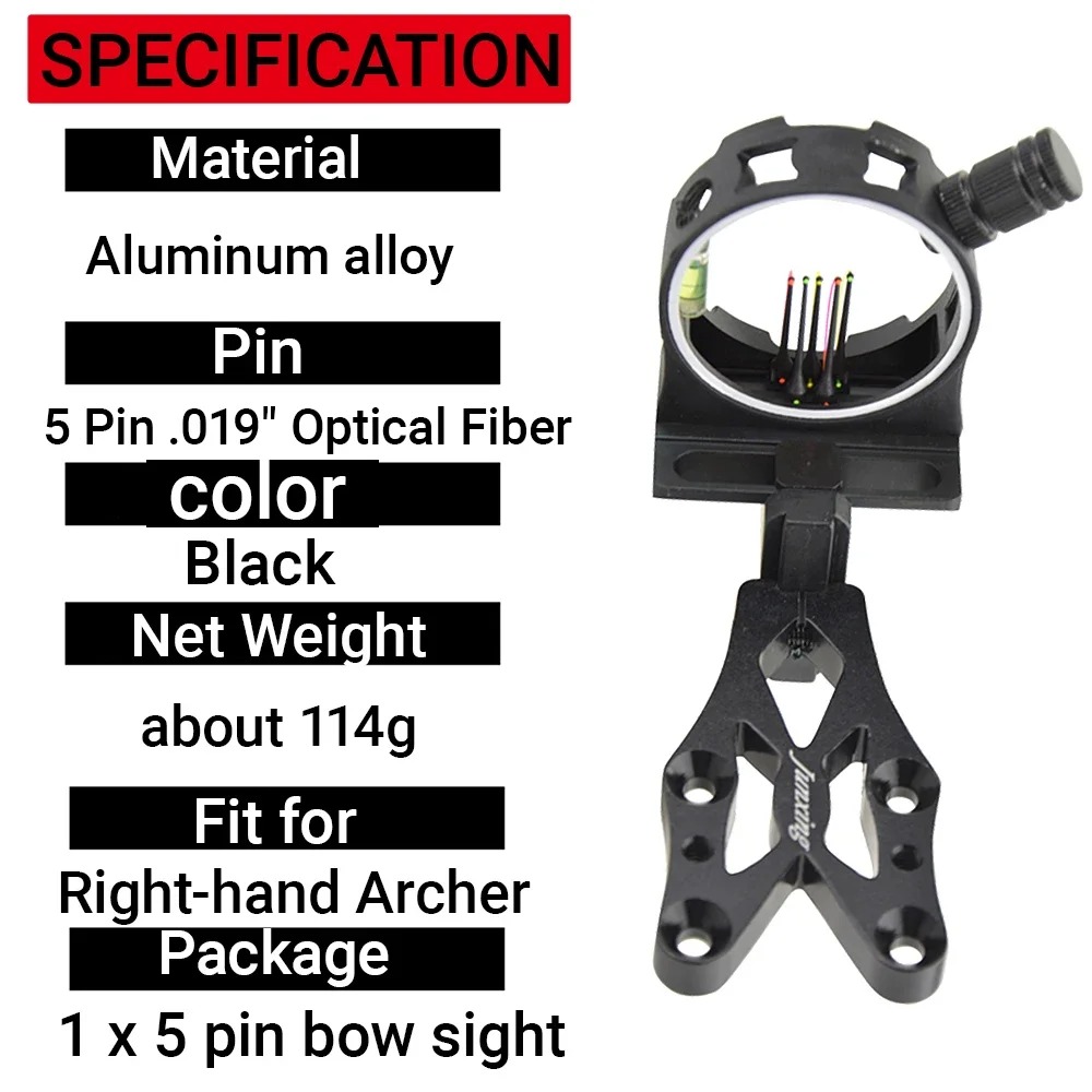 Mira de Arco Composto de 5 Pin - Compound Bow Sight 5 Pin Fiber Optic avaliação e preço