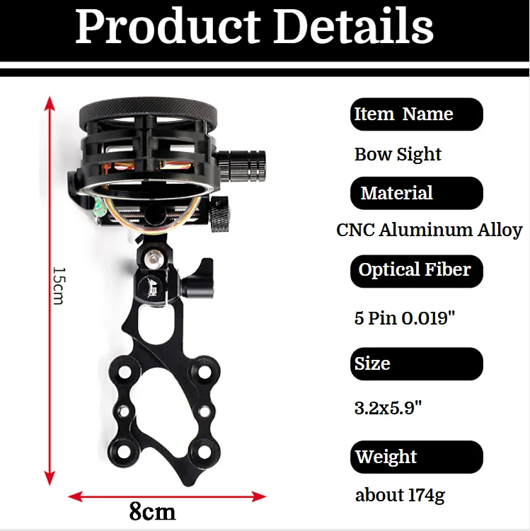 Mira para Arco Composto de 5 P - Compound Bow Sight 5 Pin Fiber Optic avaliação e preço