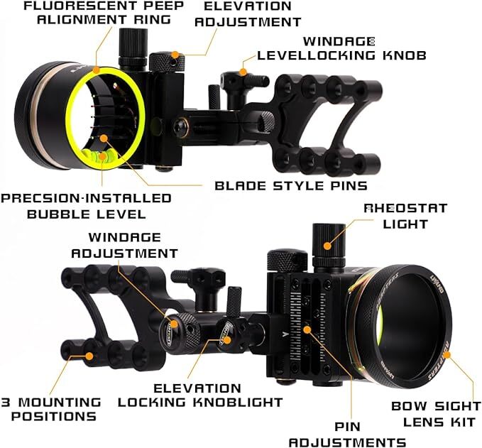 Mira de Arco Ajustável de Fibr - Compound Bow Sight 5 Pin Fiber Optic avaliação e preço